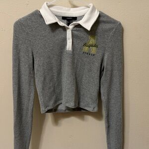 Forever 21 Gray and White Crop Top